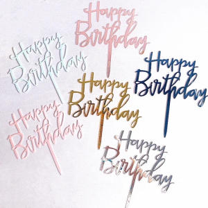 Classic Happy Birthday Acrylic Cake Topper - Type 1