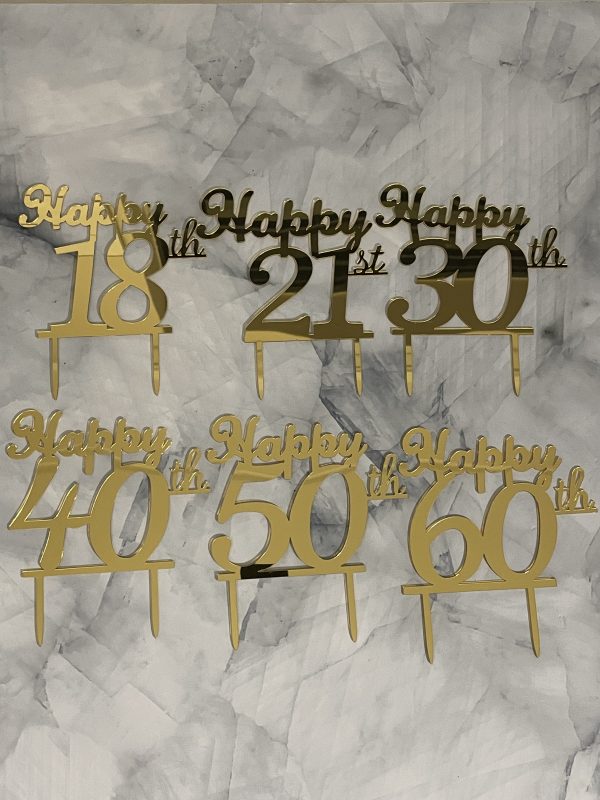 15cm Thick Acrylic Happy Number Cake Topper