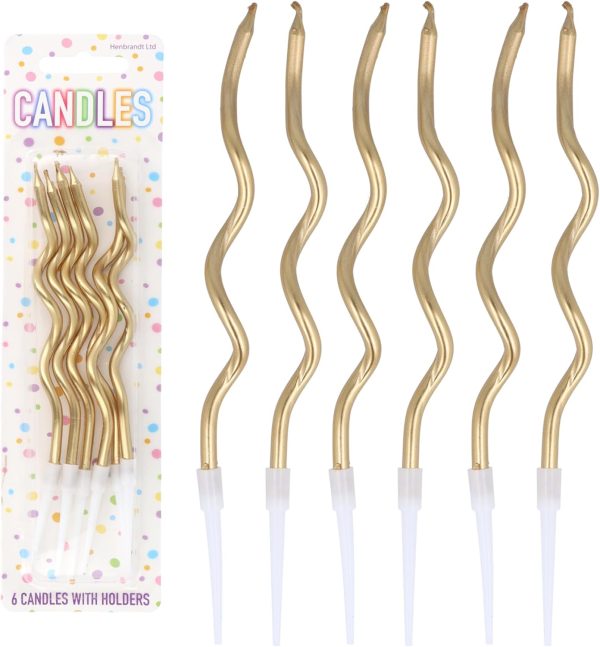 GOLD TWISTED CAKE DECORATING CANDLES
