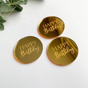 Round Happy Birthday Cup Cake Disk - 3 pcs