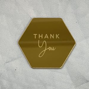 5cm Hexagon Thank you  Cup Cake Disk - 3 pcs