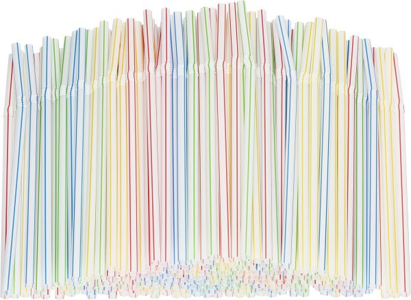 Striped Colourful Bendy Straws