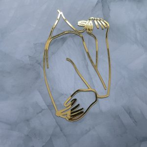 Gold Naked Body Line Art Cake Decoration