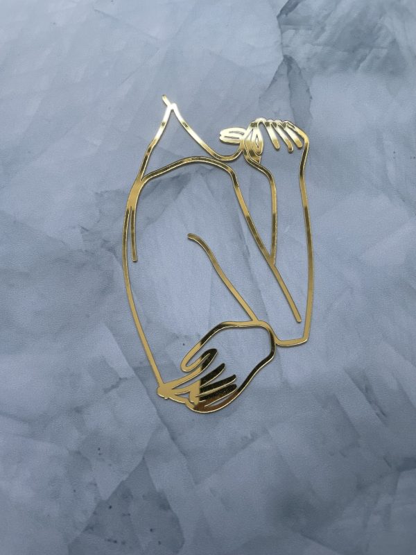 Gold Naked Body Line Art Cake Decoration