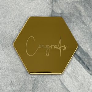 5cm Hexagon Congrats Cup Cake Disk -3 pcs
