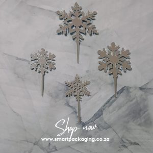 Silver Snow Flake Cake Topper