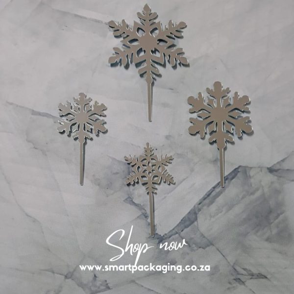 Silver Snow Flake Cake Topper