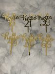 12cm Thick Acrylic Hello Number Cake Topper