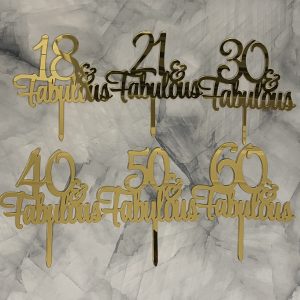 12cm Thick Acrylic Fabulous Number Cake Topper