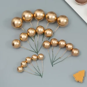 Gold Faux Balls Cake Decorations
