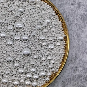 50g Metallic Silver Mixed Size Sugar Pearls