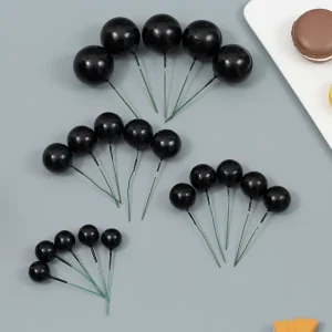 Black Faux Balls Cake Decorations - 20pcs
