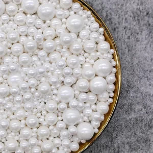 50g White Mixed Size Sugar Pearls