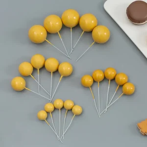 Yellow Faux Balls Cake Decorations - 20pcs