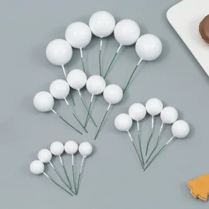 White Faux Balls Cake Decorations - 20pcs