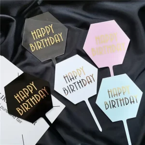 Hexagon Happy Birthday Cake Topper