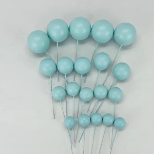 BABY BLUE FAUX BALLS CAKE DECORATIONS - 20PCS