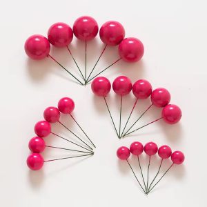 Dark Pink Faux Balls Cake Decorations - 20pcs