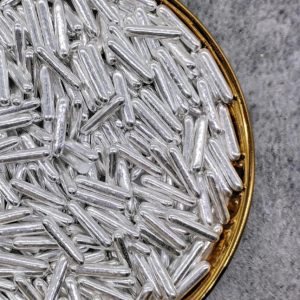 50g Metallic Silver Sugar Rods