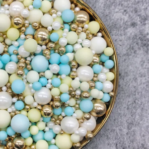 50g Blue Clouds Mixed Size Sugar Pearls