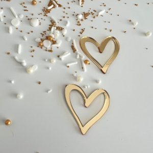 5cm Gold Heart Charm - 3 pcs
