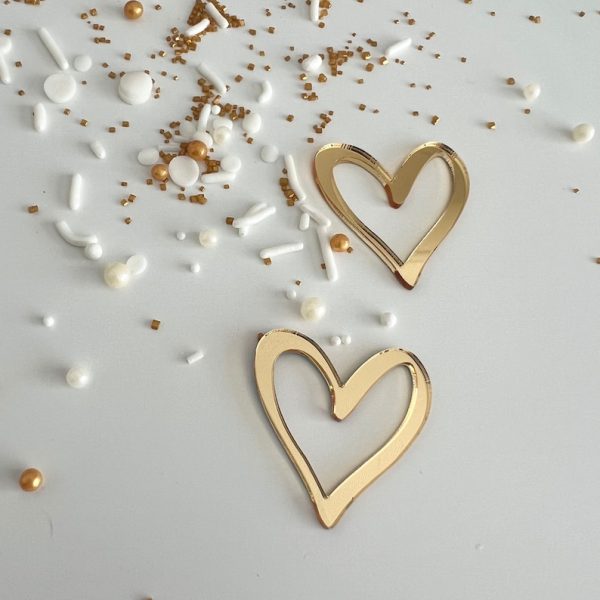 5cm Gold Heart Charm - 3 pcs