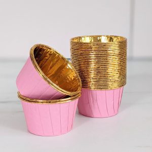 Pink Round Foil Cup Cake Liners