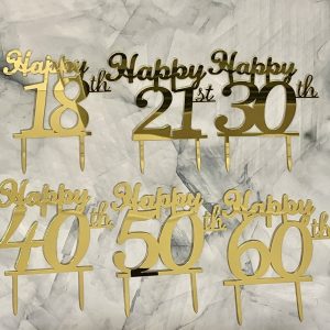 12cm Thick Acrylic Happy Number Cake Topper