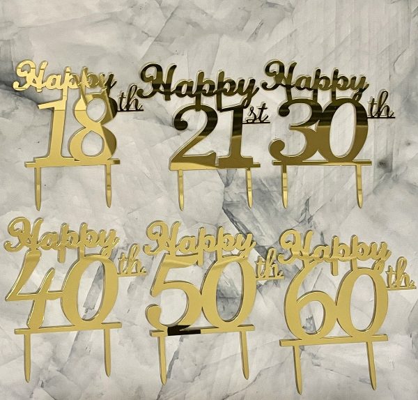 12cm Thick Acrylic Happy Number Cake Topper