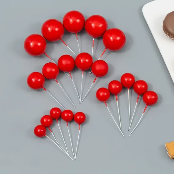 Red Faux Balls Cake Decorations - 20pcs