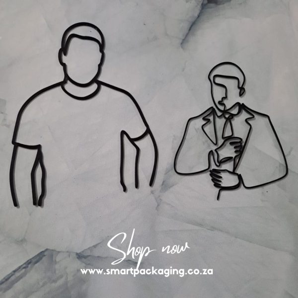 MALE LINE ART CAKE DECORATION - SUIT AND TIE
