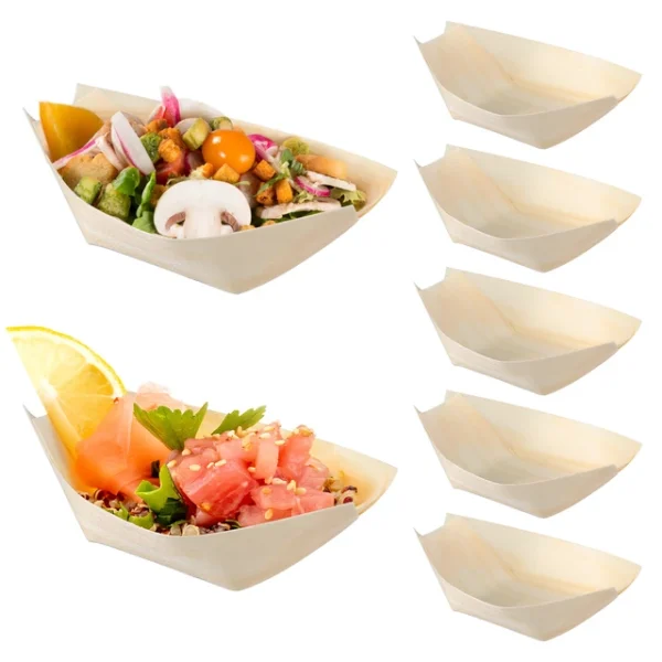 BAMBOO SERVING BOAT - 20pcs