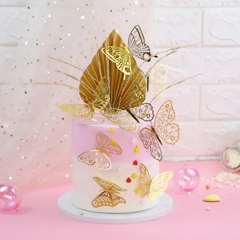 GOLD BUTTERFLY CAKE DECORATION