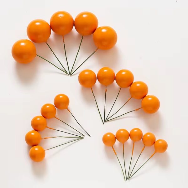 Orange Faux Balls Cake Decorations - 20pcs