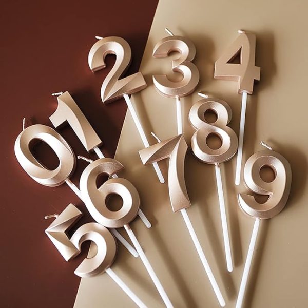 3D SHAPE GOLD NUMBER CANDLES