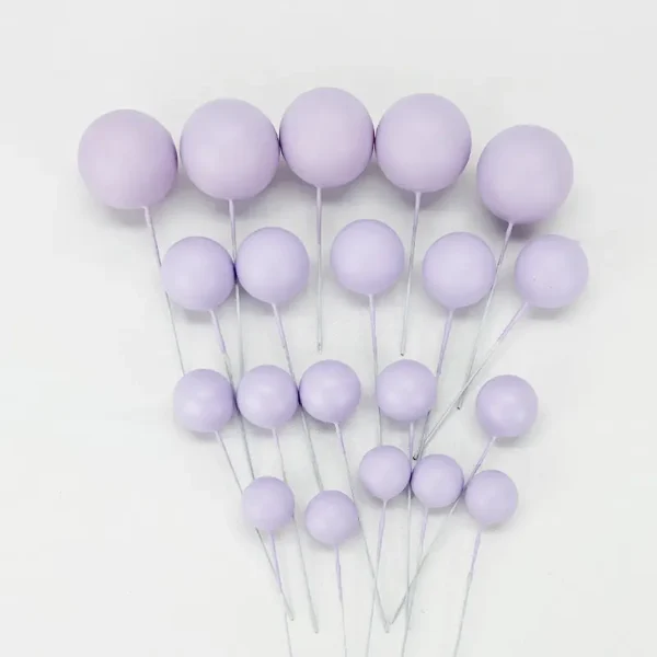 Pastel Purple Faux Balls Cake Decorations - 20pcs