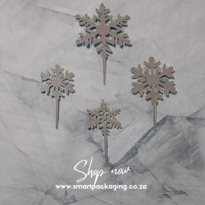Silver Snow Flake Cake Topper